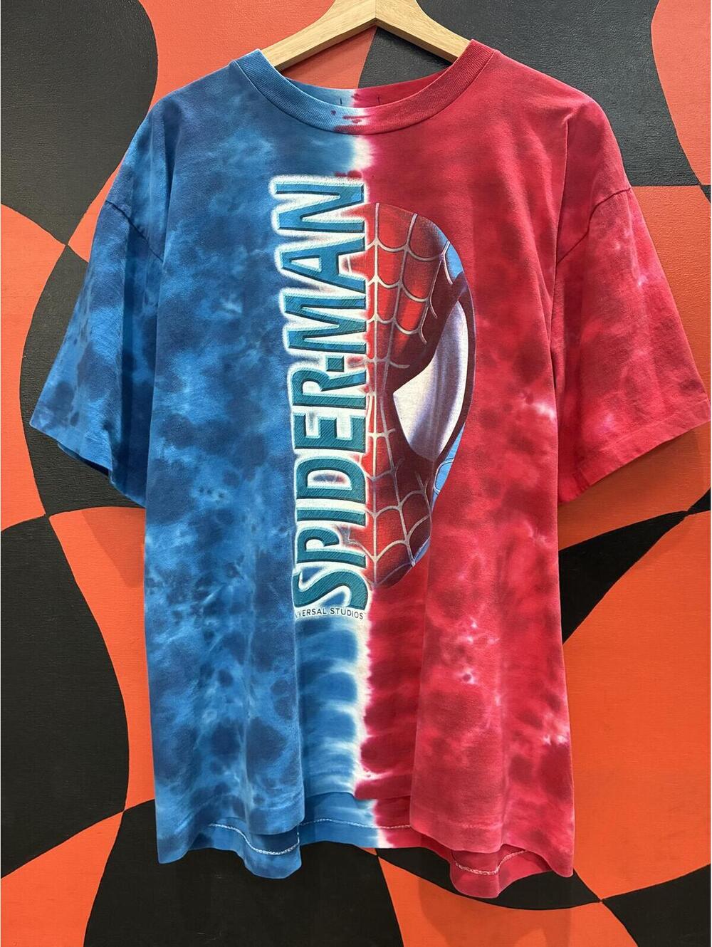 90s Spider-Man universal studios tie dye vintage graphic tee